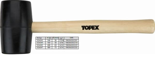 GUMIKALAPÁCS TOPEX 02A344 58 MM 450 G